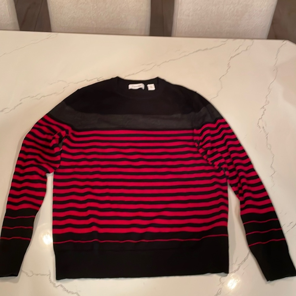 Calvin klein small black gray and red sweater.